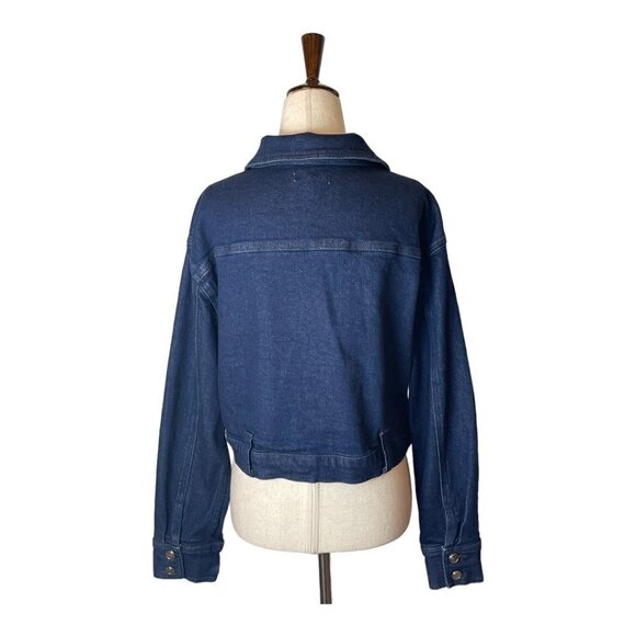 Good American Blue The 70s Icon Cropped‎ Denim Jean Jacket Size M - Picture 4 of 12